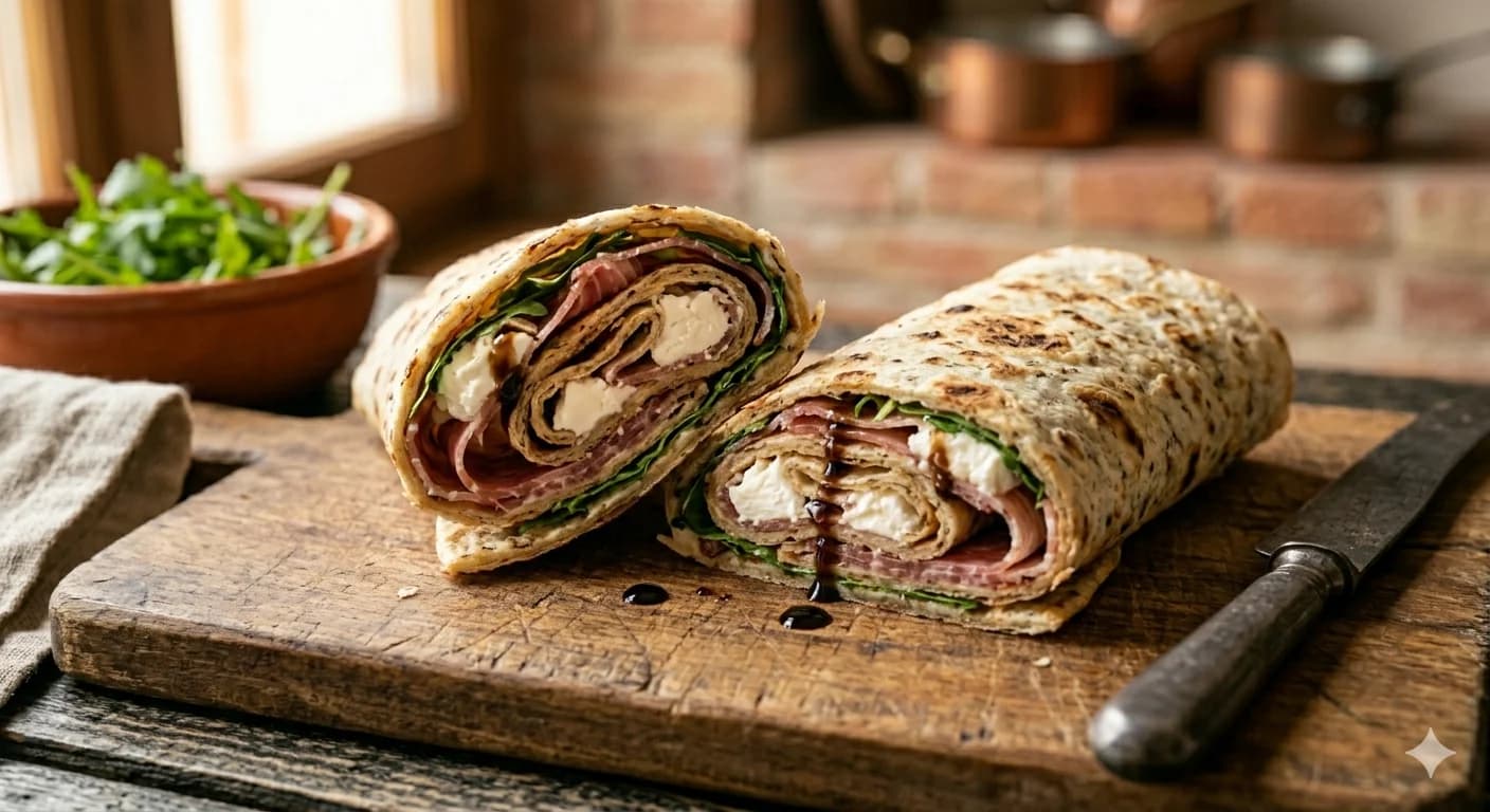 Piadina cu Speck di Montagna si Branza de Capra